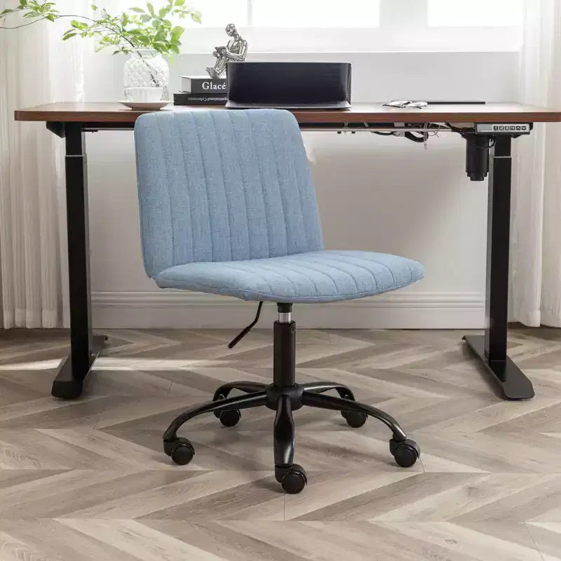 Chaise de bureau ergonomique sans accoudoirs avec hauteur réglable et roulettes, pivotante à 360° pour la maison et le bureau
