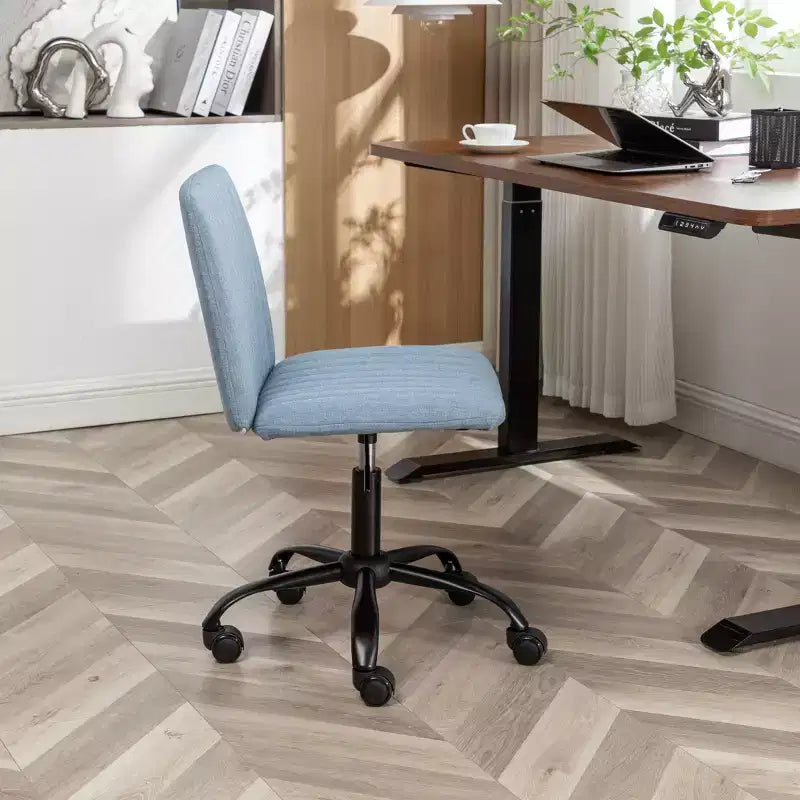 Chaise de bureau ergonomique sans accoudoirs avec hauteur réglable et roulettes, pivotante à 360° pour la maison et le bureau