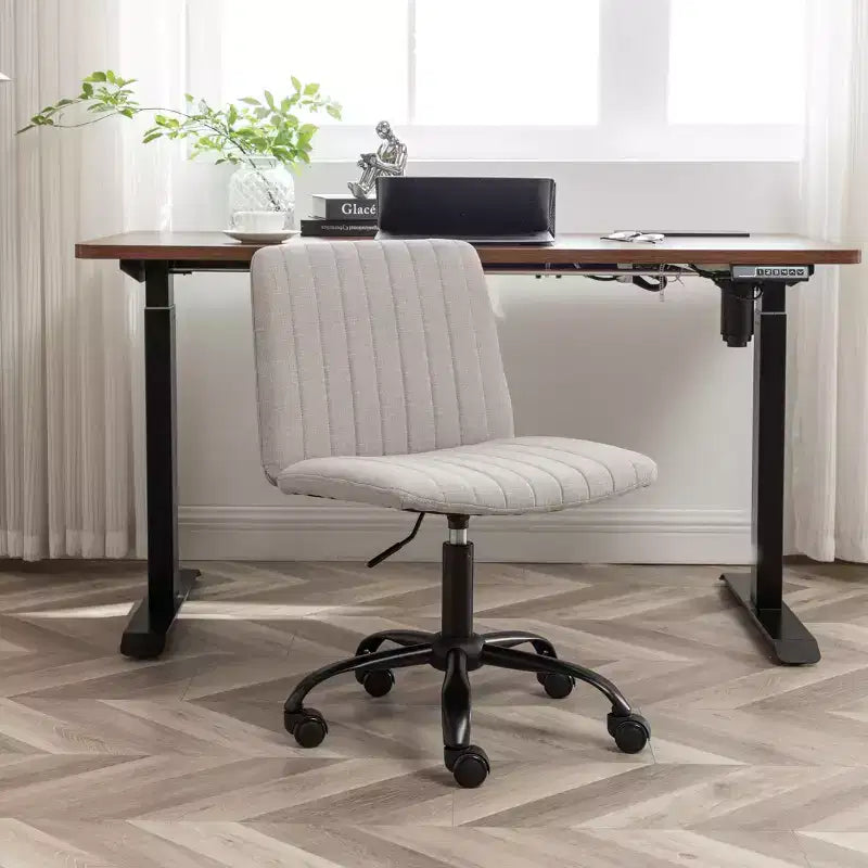 Chaise de bureau ergonomique sans accoudoirs avec hauteur réglable et roulettes, pivotante à 360° pour la maison et le bureau