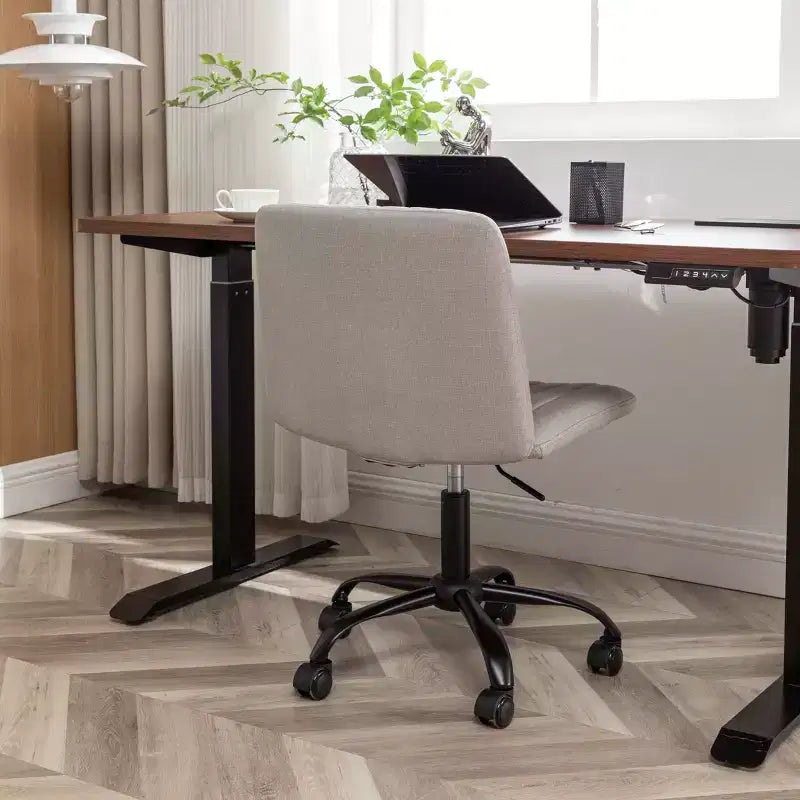 Chaise de bureau ergonomique sans accoudoirs avec hauteur réglable et roulettes, pivotante à 360° pour la maison et le bureau