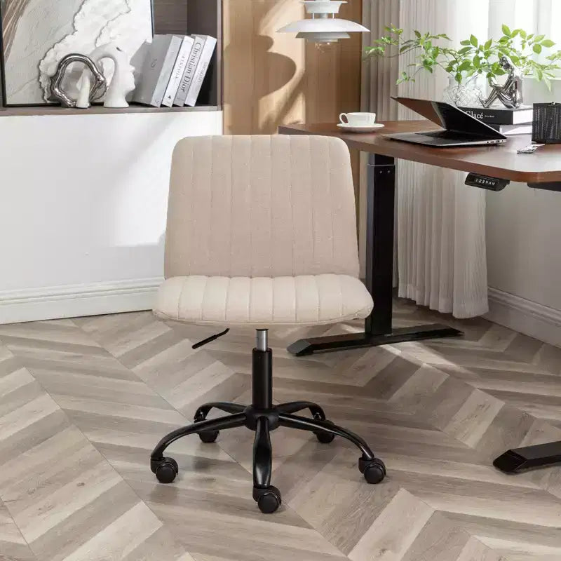 Chaise de bureau ergonomique sans accoudoirs avec hauteur réglable et roulettes, pivotante à 360° pour la maison et le bureau