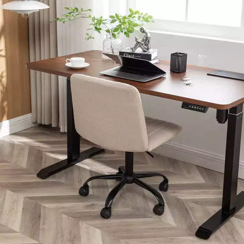 Chaise de bureau ergonomique sans accoudoirs avec hauteur réglable et roulettes, pivotante à 360° pour la maison et le bureau
