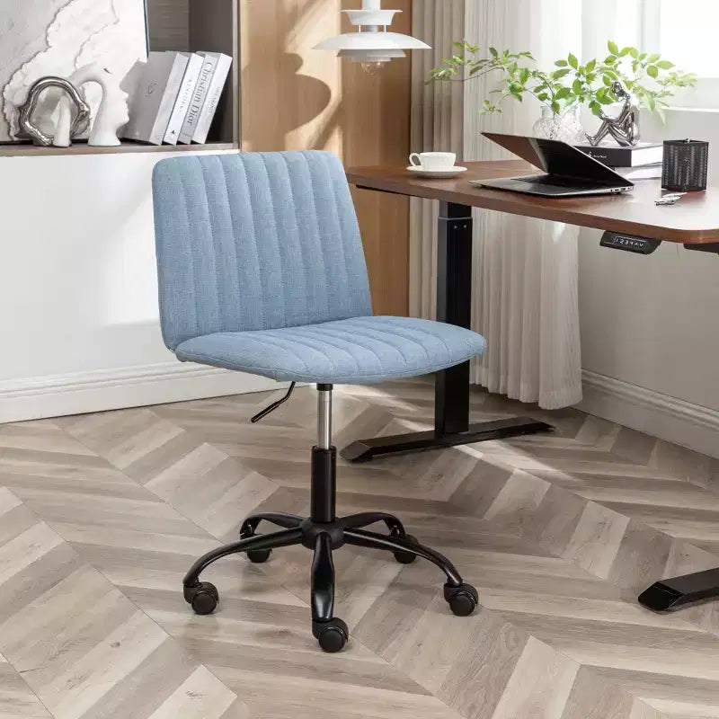 Chaise de bureau ergonomique sans accoudoirs avec hauteur réglable et roulettes, pivotante à 360° pour la maison et le bureau