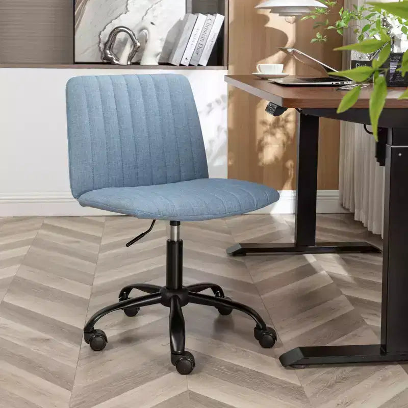 Chaise de bureau ergonomique sans accoudoirs avec hauteur réglable et roulettes, pivotante à 360° pour la maison et le bureau