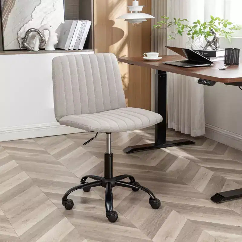 Chaise de bureau ergonomique sans accoudoirs avec hauteur réglable et roulettes, pivotante à 360° pour la maison et le bureau