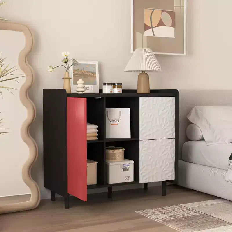 Bahut moderne avec 1 porte et 2 tiroirs pour le salon, l'entrée et le bureau