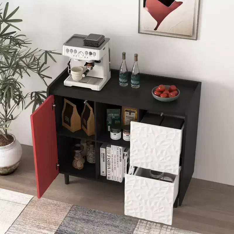 Bahut moderne avec 1 porte et 2 tiroirs pour le salon, l'entrée et le bureau