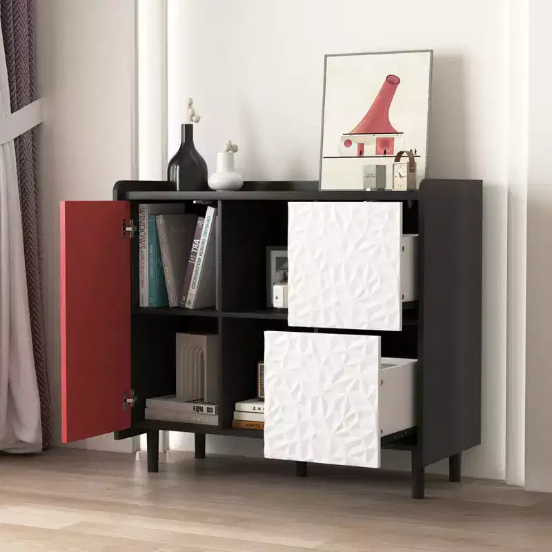 Bahut moderne avec 1 porte et 2 tiroirs pour le salon, l'entrée et le bureau