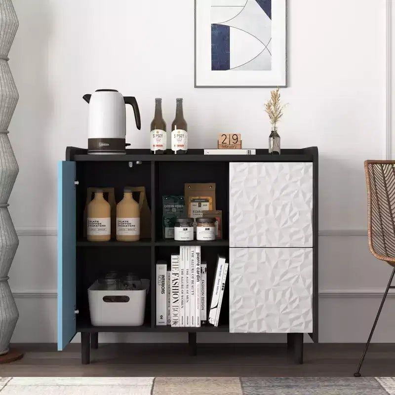Bahut moderne avec 1 porte et 2 tiroirs pour le salon, l'entrée et le bureau