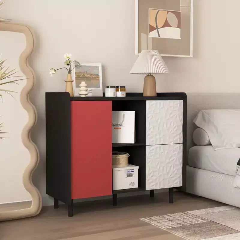 Bahut moderne avec 1 porte et 2 tiroirs pour le salon, l'entrée et le bureau