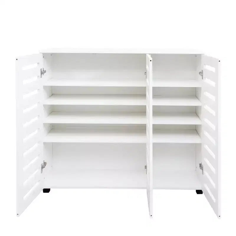 Meuble à chaussures 5 niveaux avec trois portes et étagères réglables pour entrée, salon et couloir