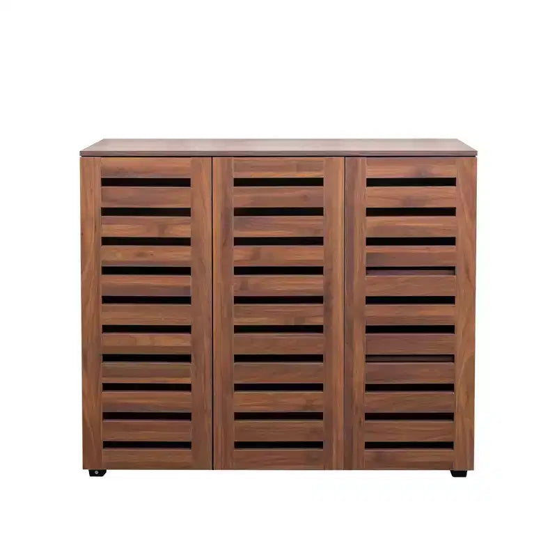 Meuble à chaussures 5 niveaux avec trois portes et étagères réglables pour entrée, salon et couloir