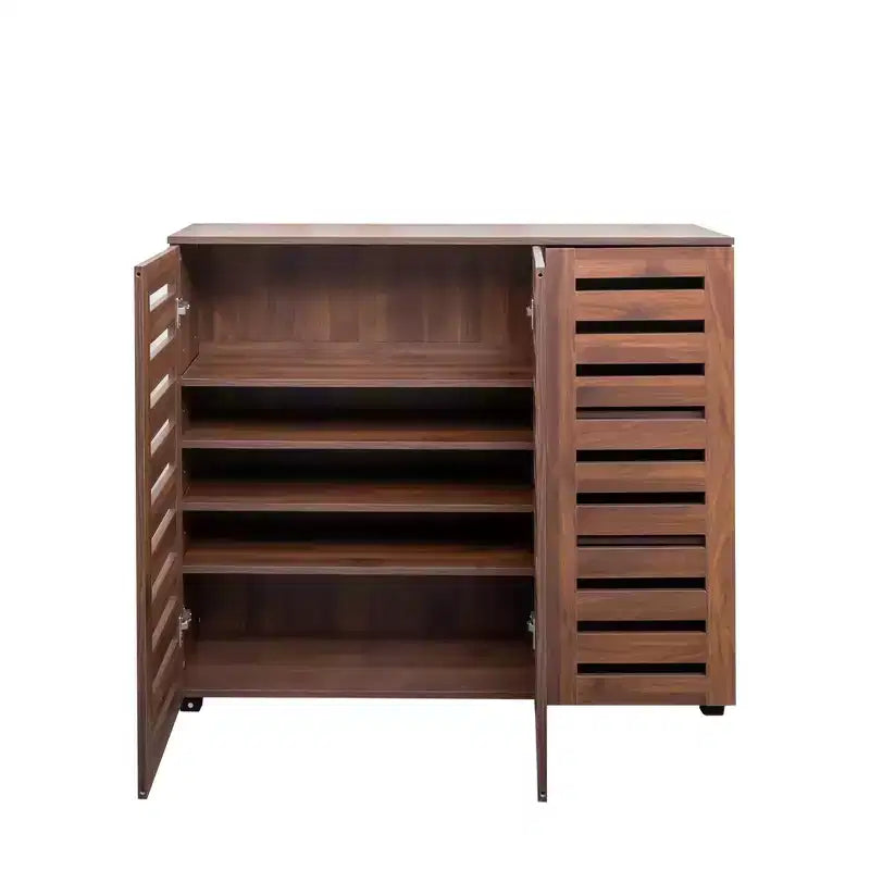 Meuble à chaussures 5 niveaux avec trois portes et étagères réglables pour entrée, salon et couloir
