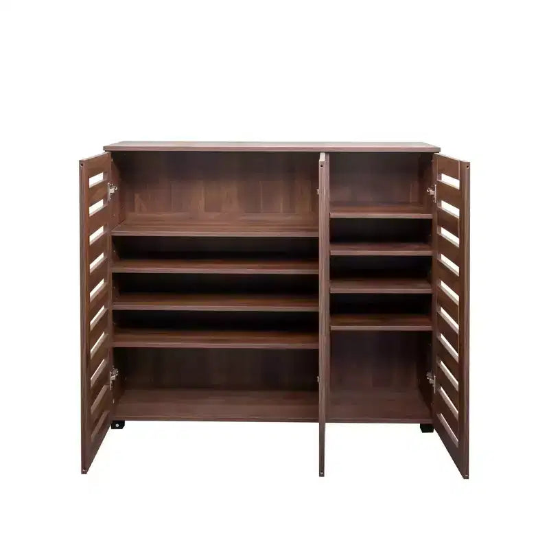 Meuble à chaussures 5 niveaux avec trois portes et étagères réglables pour entrée, salon et couloir