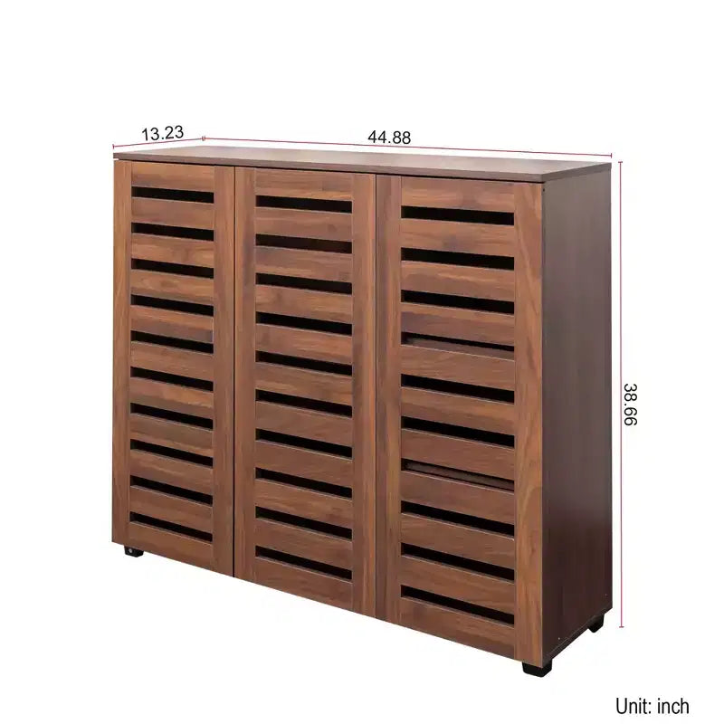 Meuble à chaussures 5 niveaux avec trois portes et étagères réglables pour entrée, salon et couloir