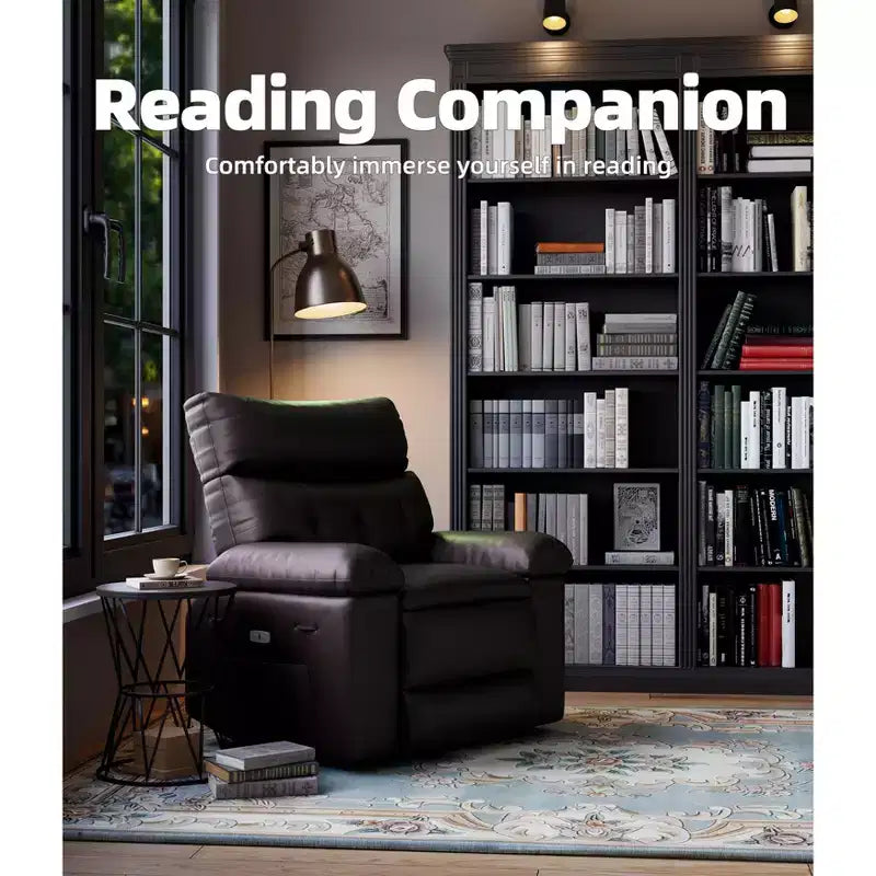 Fauteuil inclinable manuel en cuir PU, fauteuil à bascule pivotant à 306 degrés avec poches latérales, fauteuil inclinable moderne pour une personne, beige