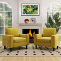 Fauteuil d'appoint moderne 84 cm avec accoudoirs et coussins, moutarde