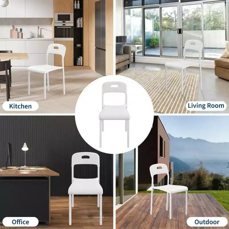 Chaises de salle à manger empilables en plastique avec pieds en métal pour salle de conférence, bureau, table de salle à manger, montage facile, résistant aux taches, utilisation intérieure et extérieure