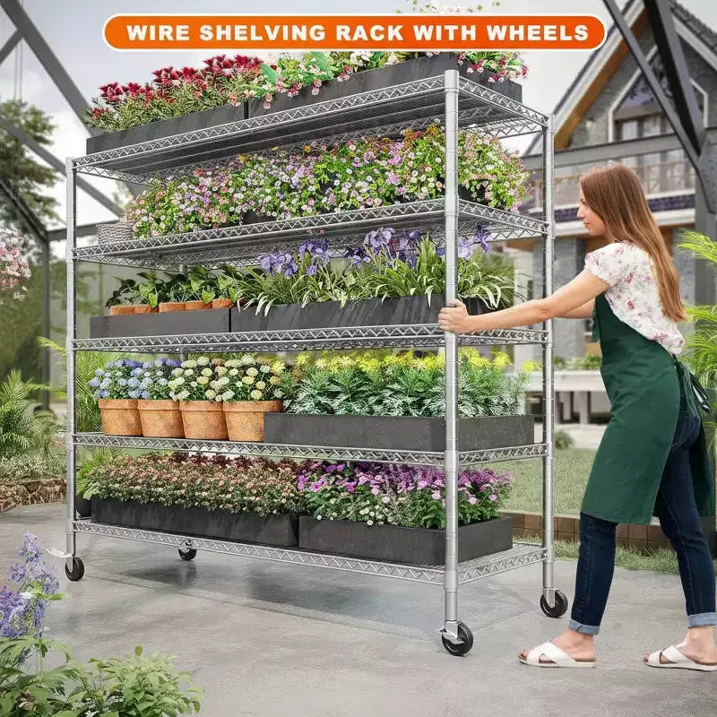 Étagère de rangement en métal robuste à 5 niveaux avec roulettes, 3000 lb, 60 la. x 24 p. x 82 h. po.