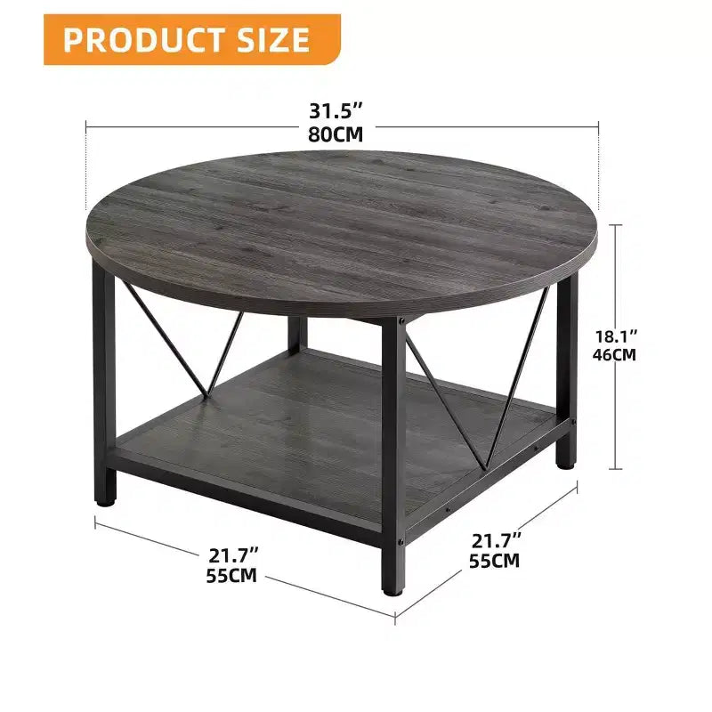 Table basse ronde moderne à 2 niveaux avec étagère ouverte pour salon et bureau