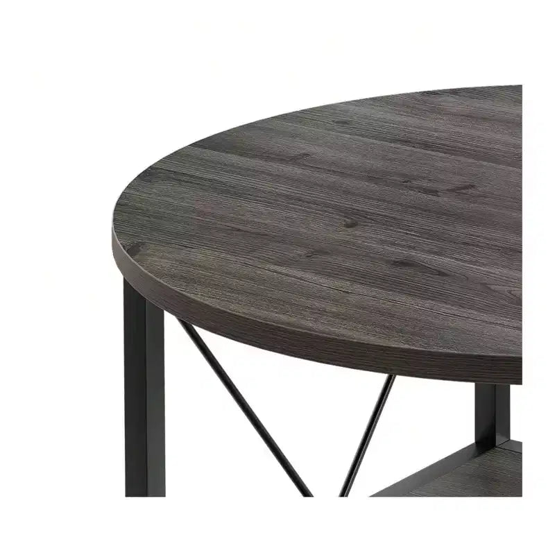 Table basse ronde moderne à 2 niveaux avec étagère ouverte pour salon et bureau