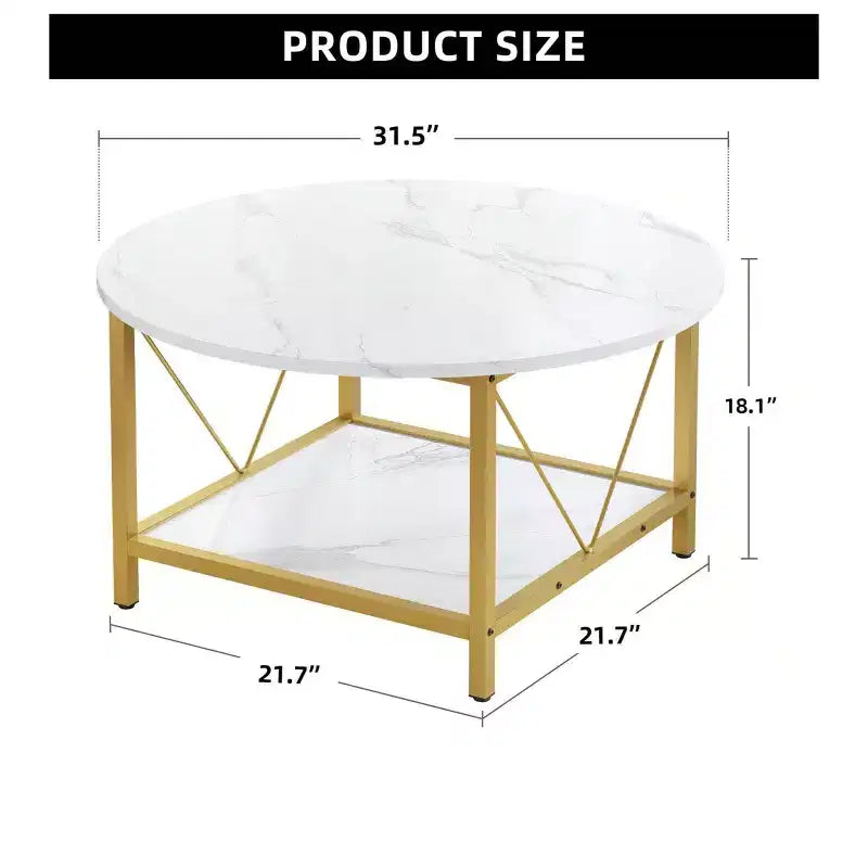 Table basse ronde moderne à 2 niveaux avec étagère ouverte pour salon et bureau