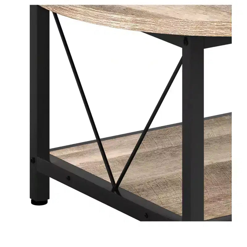 Table basse ronde moderne à 2 niveaux avec étagère ouverte pour salon et bureau
