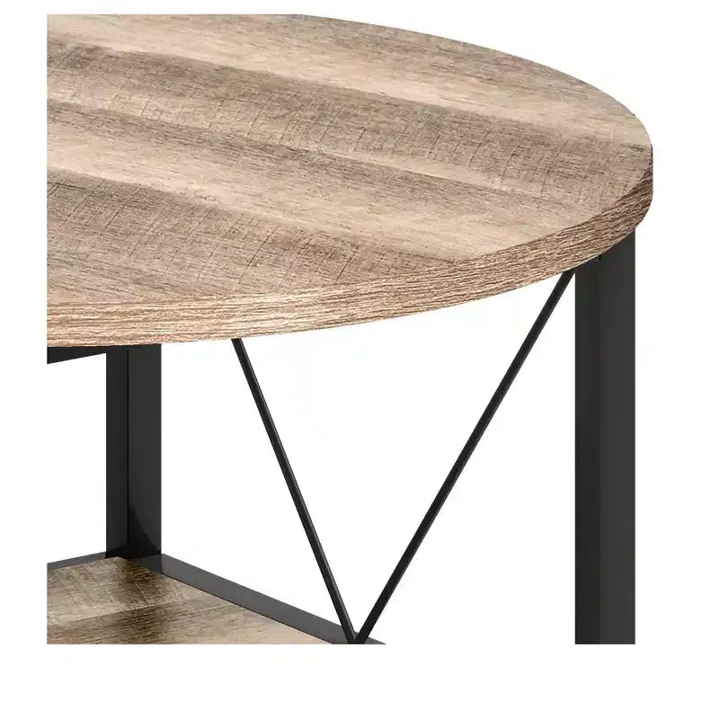 Table basse ronde moderne à 2 niveaux avec étagère ouverte pour salon et bureau