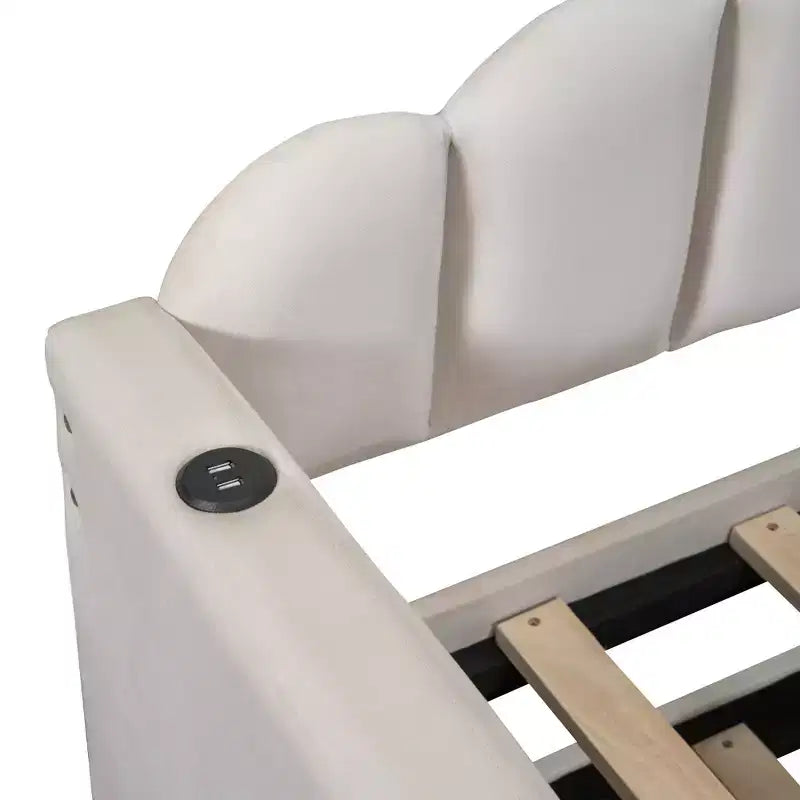 Lit de repos double avec lit gigogne pour adultes, enfants et adolescents, velours, beige