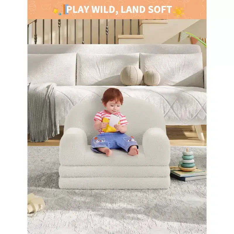 Fauteuil Canapé pour Enfants, Fauteuil Lounge Canapé Convertible 2 en 1 pour Tout-petits, Lit Canapé Pliant Confortable en Flanelle de Peluche pour Chambre de Jeu, Chambre à Coucher, Crèche