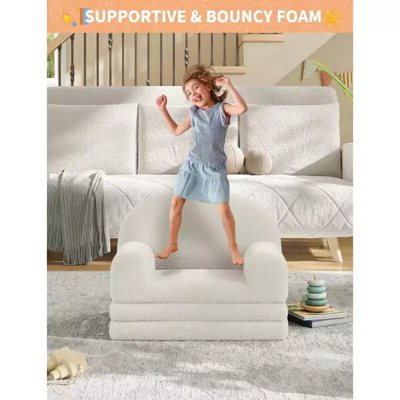 Fauteuil Canapé pour Enfants, Fauteuil Lounge Canapé Convertible 2 en 1 pour Tout-petits, Lit Canapé Pliant Confortable en Flanelle de Peluche pour Chambre de Jeu, Chambre à Coucher, Crèche