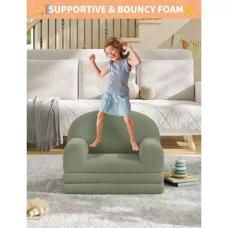 Fauteuil Canapé pour Enfants, Fauteuil Lounge Canapé Convertible 2 en 1 pour Tout-petits, Lit Canapé Pliant Confortable en Flanelle de Peluche pour Chambre de Jeu, Chambre à Coucher, Crèche