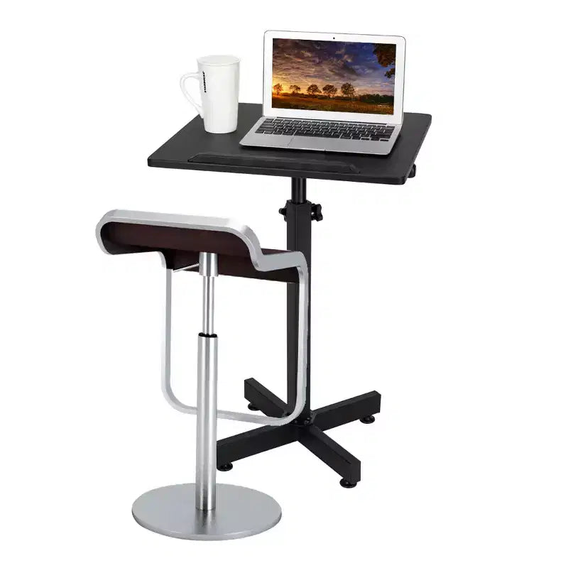 Pupitre de conférence réglable en hauteur, plateau polyvalent pour discours, conférences et support d'ordinateur portable avec butée de bord, noir