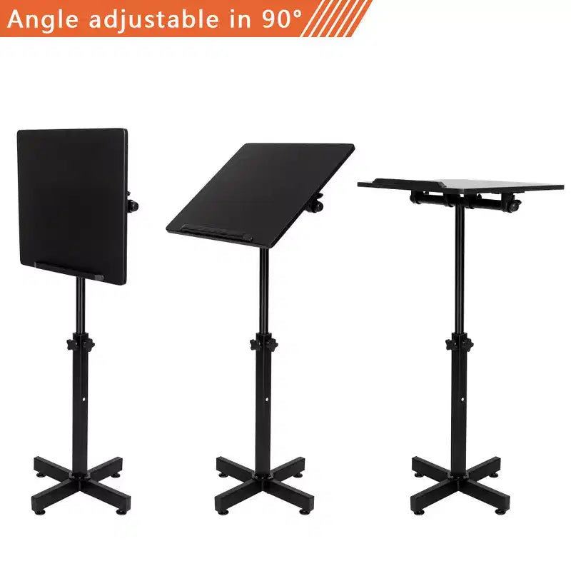 Pupitre de conférence réglable en hauteur, plateau polyvalent pour discours, conférences et support d'ordinateur portable avec butée de bord, noir