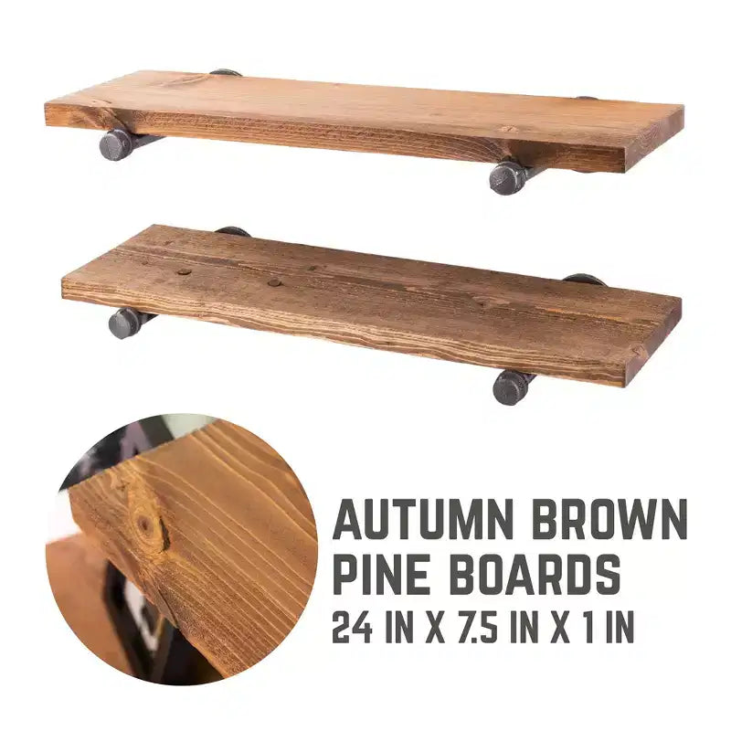 Étagères Autumn Brown de 24 po avec consoles droites