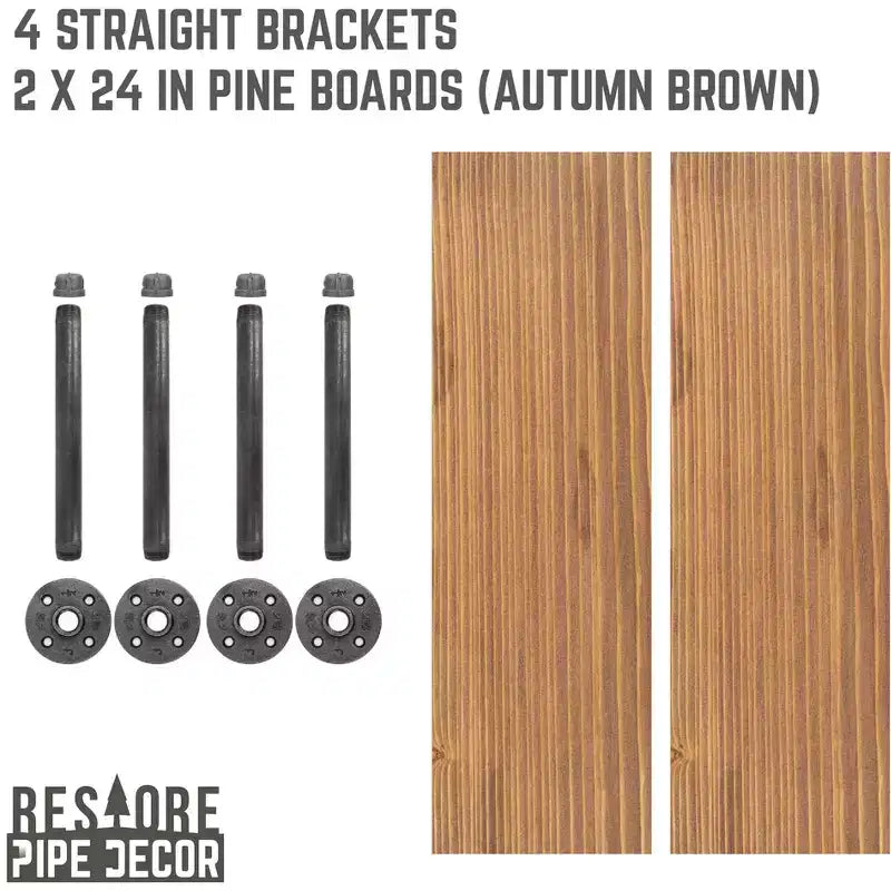 Étagères Autumn Brown de 24 po avec consoles droites