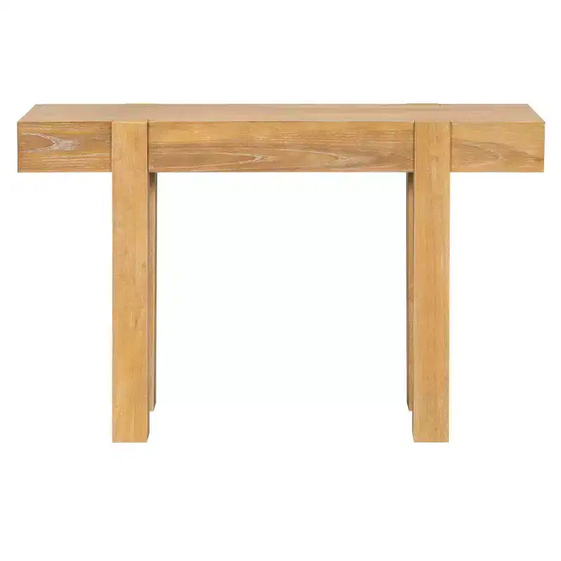Console rustique en bois avec tiroir dissimulé et prise de courant latérale pour entrées, salons et bureaux à domicile