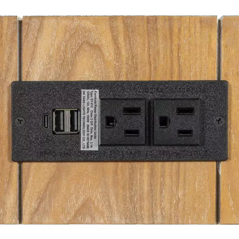 Console rustique en bois avec tiroir dissimulé et prise de courant latérale pour entrées, salons et bureaux à domicile