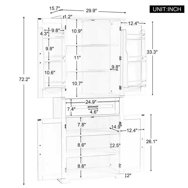 Meuble de Rangement Haut de Salle de Bain avec 2 Tiroirs et Étagères Ouvertes