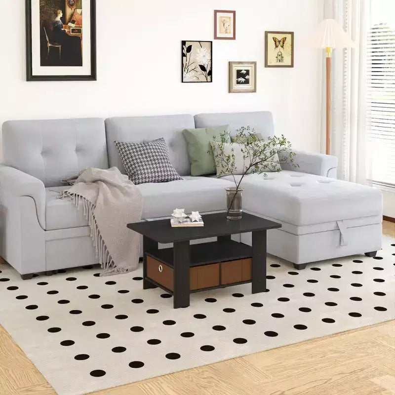 Table basse moderne de 31 po avec tiroir de rangement et étagère ouverte