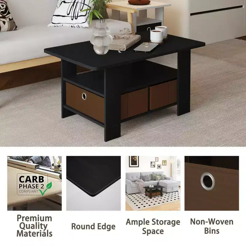 Table basse moderne de 31 po avec tiroir de rangement et étagère ouverte