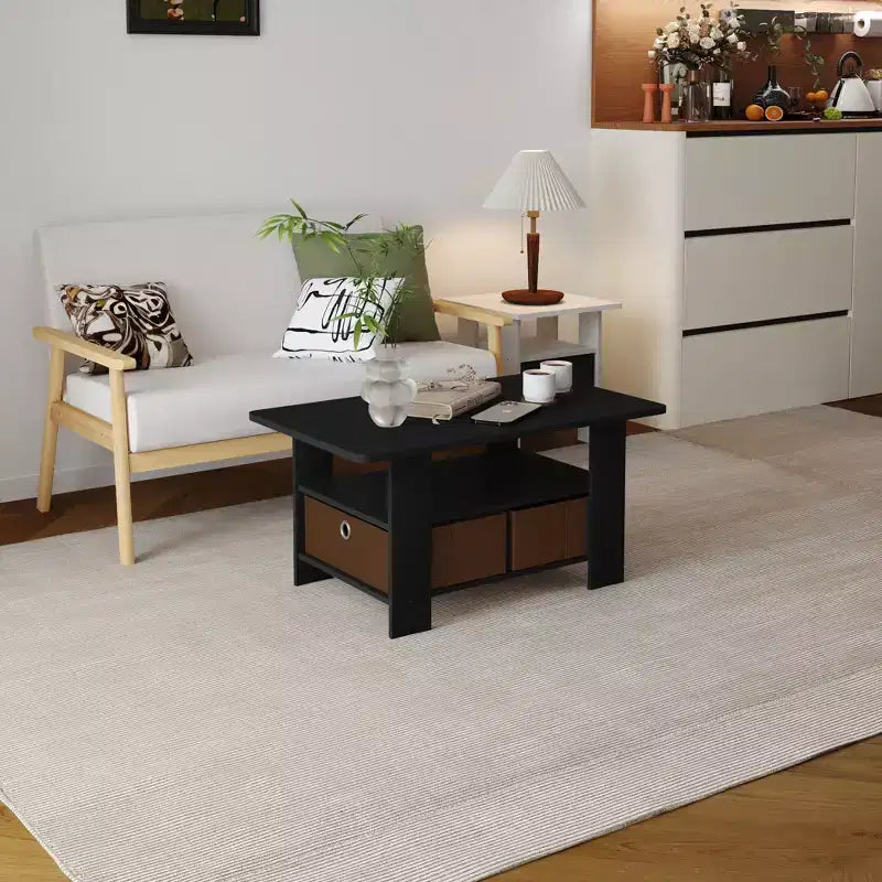 Table basse moderne de 31 po avec tiroir de rangement et étagère ouverte