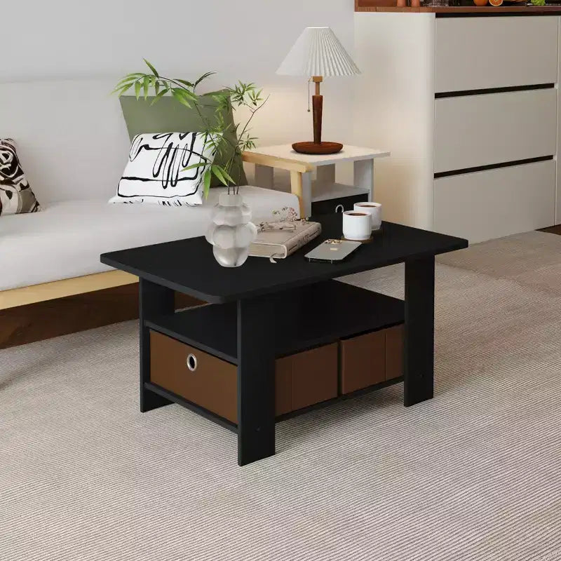 Table basse moderne de 31 po avec tiroir de rangement et étagère ouverte
