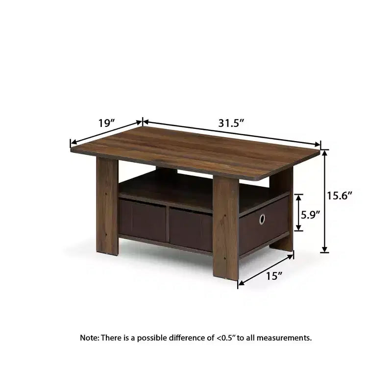 Table basse moderne de 31 po avec tiroir de rangement et étagère ouverte
