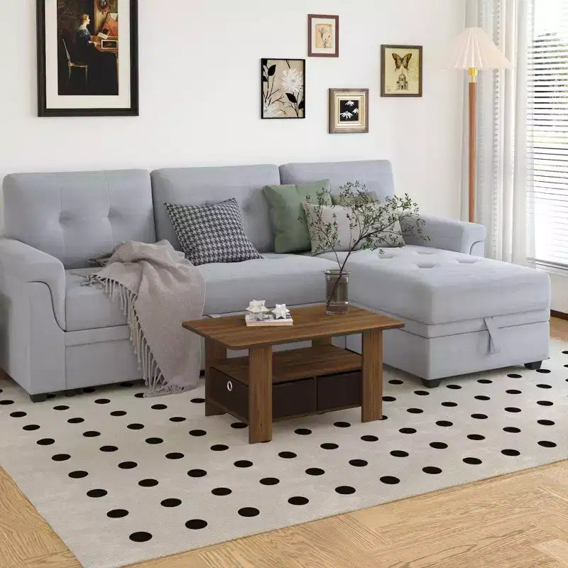 Table basse moderne de 31 po avec tiroir de rangement et étagère ouverte