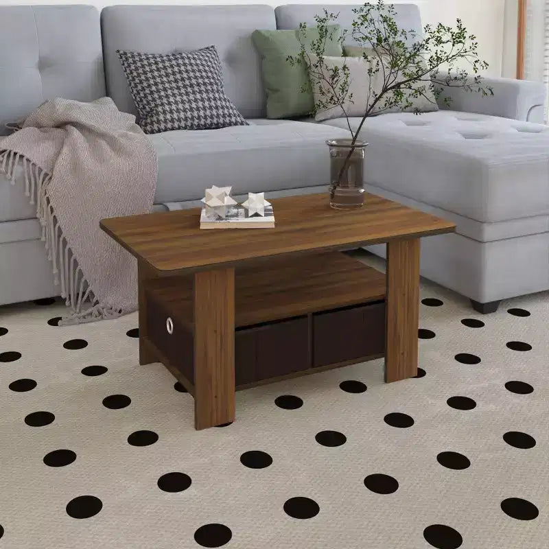 Table basse moderne de 31 po avec tiroir de rangement et étagère ouverte