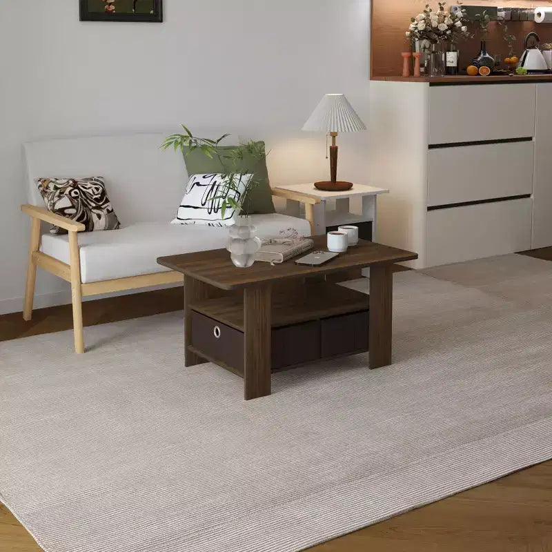 Table basse moderne de 31 po avec tiroir de rangement et étagère ouverte