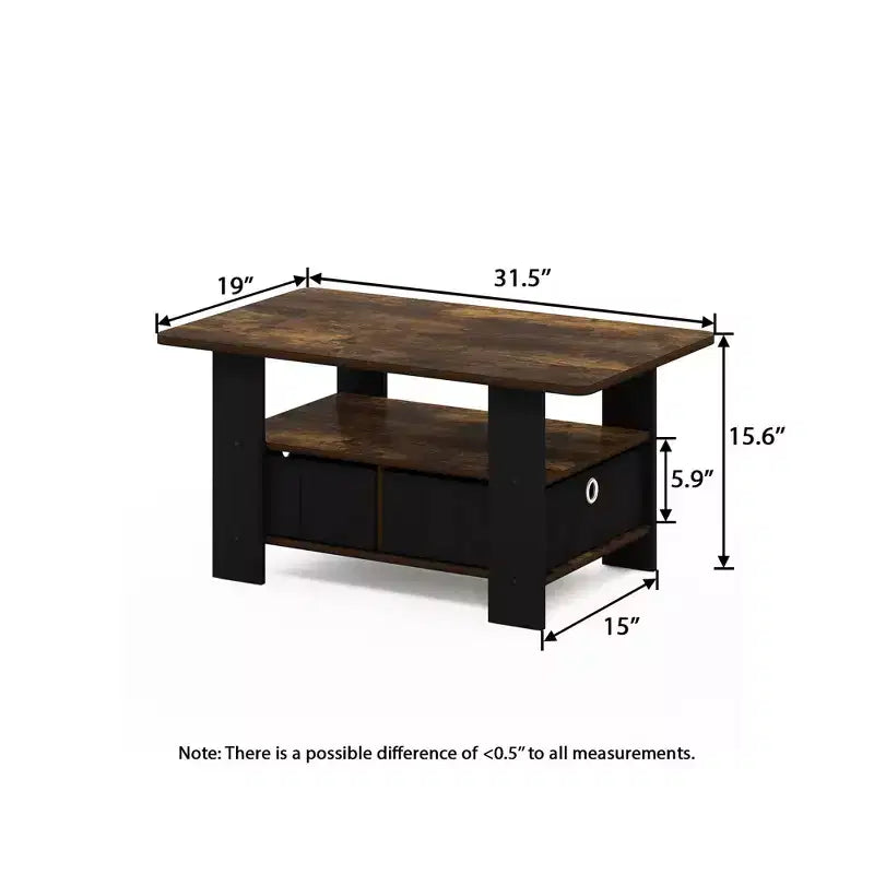 Table basse moderne de 31 po avec tiroir de rangement et étagère ouverte