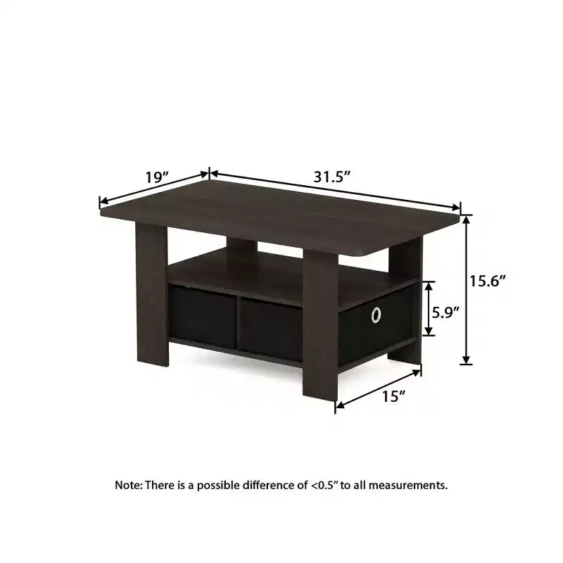 Table basse moderne de 31 po avec tiroir de rangement et étagère ouverte