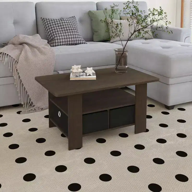 Table basse moderne de 31 po avec tiroir de rangement et étagère ouverte